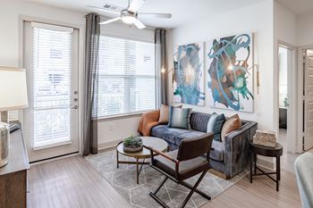 Living room with paintings
